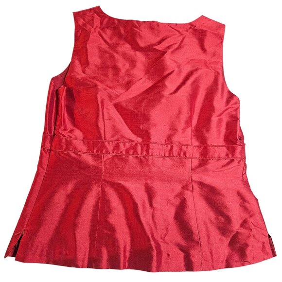 Talbots Women's Silk Top Red Medium Holiday Glam Minimalist Quiet Luxury - Picture 10 of 13